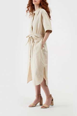 Vestido-camisa de linho - Bege
