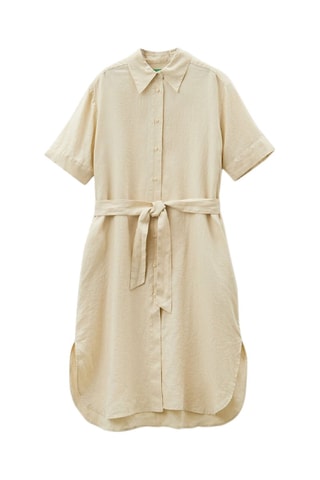 Vestido-camisa de linho - Bege