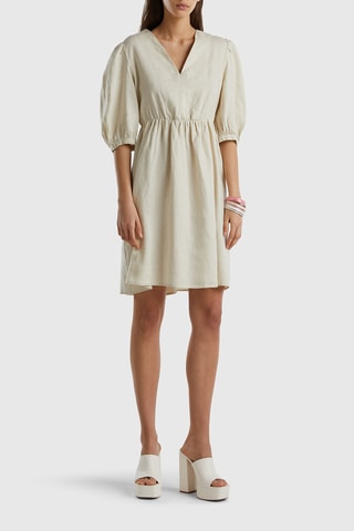 Vestido estilo patinadora de linho - Bege