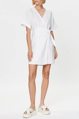 Vestido traçado de linho - Branco