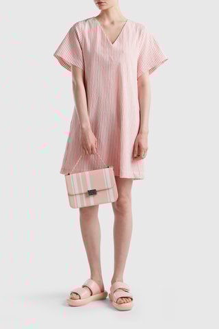 Vestido direito - Laranja e branco