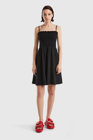 Vestido estilo patinadora de linho - Preto