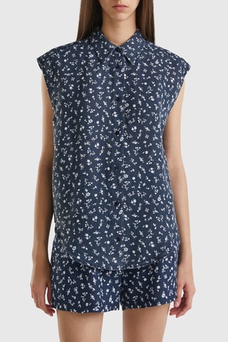 Camisa em linho - Azul-escuro