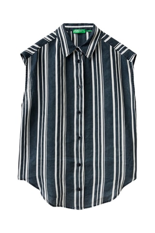 Camisa em linho - Azul-escuro