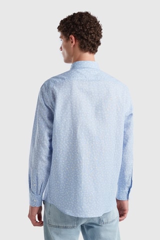 Camisa em linho Azul-celeste