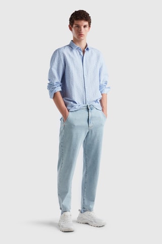 Camisa em linho Azul-celeste