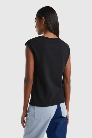 T-shirt en lin sans manches - Noir