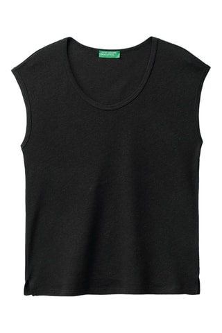 T-shirt en lin sans manches - Noir