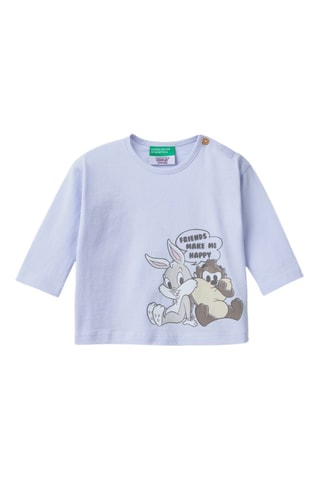 T-shirt Bugs Bunny e Taz Baby Looney Tunes - Azul-claro