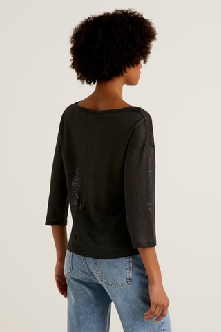 T-shirt em linho Preto mesclado