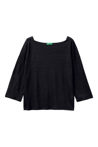 T-shirt em linho Preto mesclado