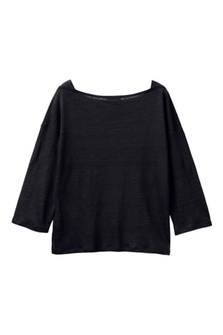 T-shirt em linho Preto mesclado