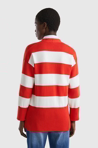 Casaco de malha Vermelho e cru
