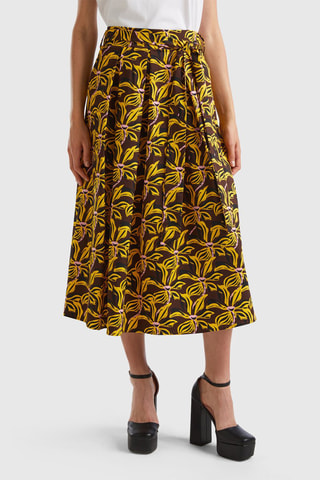 Saia midi cintura alta - Amarelo