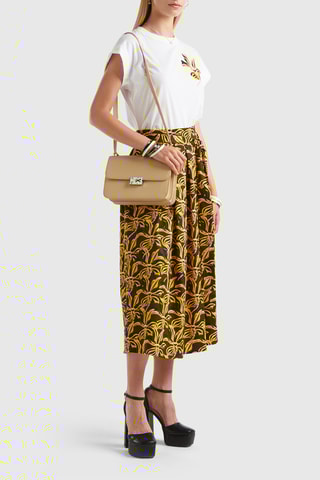 Saia midi cintura alta - Amarelo