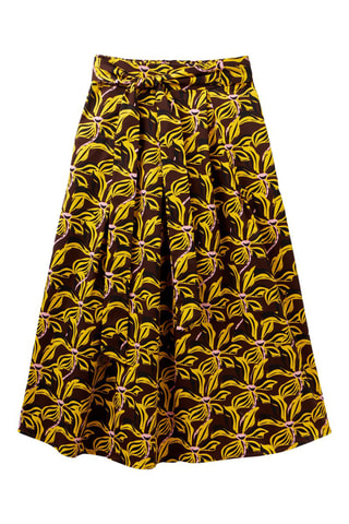 Saia midi cintura alta - Amarelo