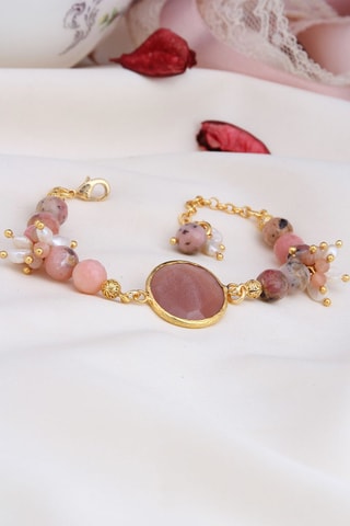 Bracelet - Pierres de soleil, quartz et perles de culture