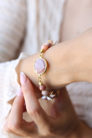 Bracelet - Pierres de soleil, quartz et perles de culture