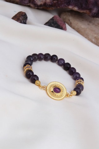 Bracelet doré à l'or fin jaune - Améthystes