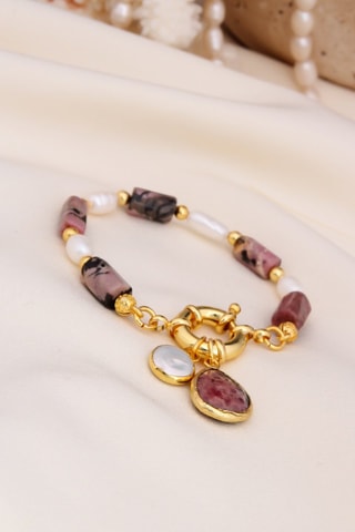 Bracelet - Rhodonites et perles de culture 