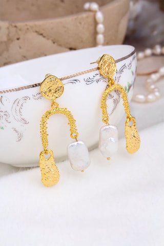 Boucles d’oreilles dorées à l'or fin jaune - Perles de culture