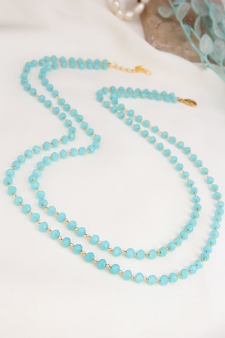 Collier double rang - Plaqué or jaune et pierres naturelles
