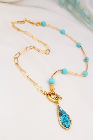 Collier doré à l'or fin jaune - Turquoises