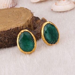 Boucles d'oreilles - Laiton plaqué or & agate