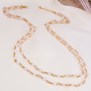 Collier - Laiton plaqué or & quartz rose 