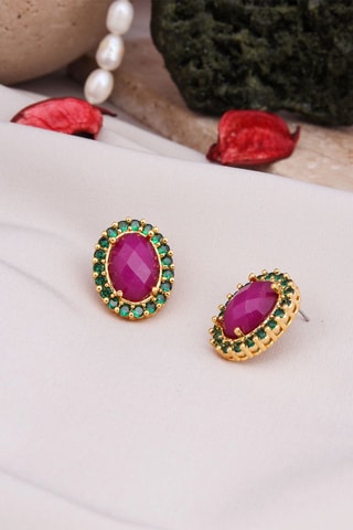 Boucles d’oreilles - Rhodonites et zircons