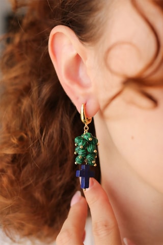Boucles d’oreilles - Malachites et lapis-lazuli