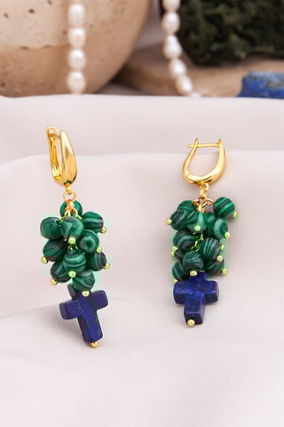 Boucles d’oreilles - Malachites et lapis-lazuli