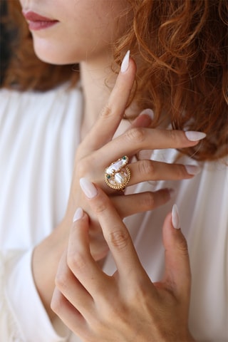 Bague - Perles de culture et zircons