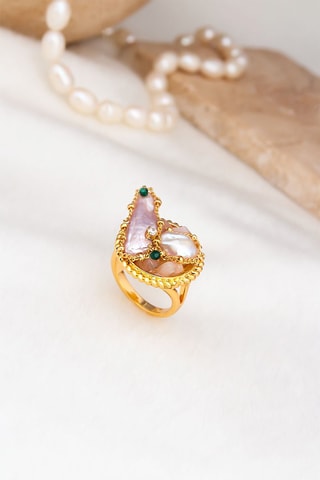 Bague - Perles de culture et zircons