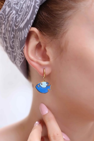 Boucles d'oreilles - Doré et bleu