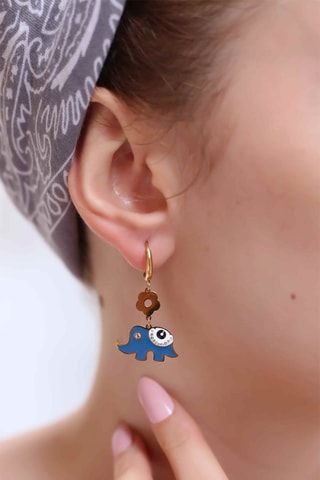Boucles d'oreilles - Doré et bleu