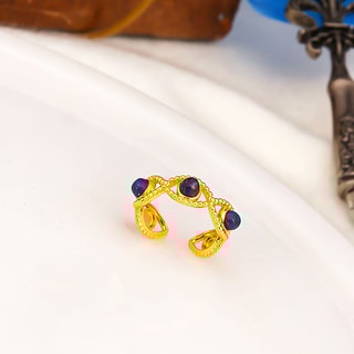Bague - Laiton plaqué or & lapis