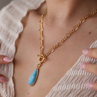 Collier - Laiton plaqué or & opale