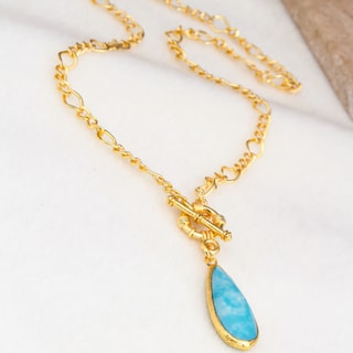 Collier - Laiton plaqué or & opale