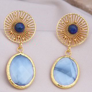 Boucles d'oreilles - Laiton plaqué or & opale
