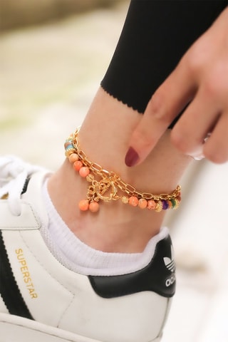 Bracelet de cheville doré à l'or fin jaune