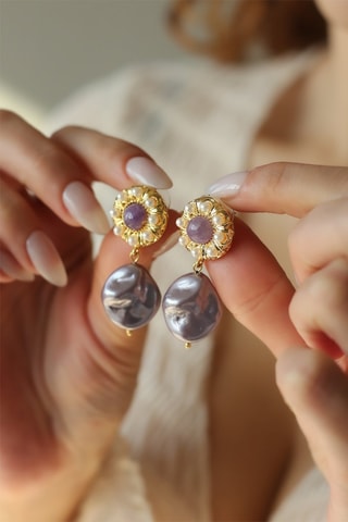 Boucles d’oreilles - Plaqué or jaune et améthystes