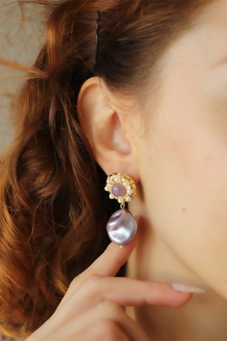 Boucles d’oreilles - Plaqué or jaune et améthystes