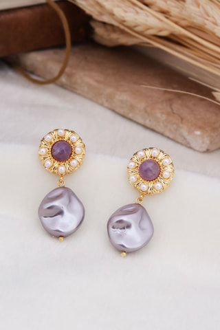 Boucles d’oreilles - Plaqué or jaune et améthystes