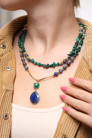Collier - Malachites et lapis-lazuli