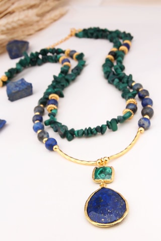 Collier - Malachites et lapis-lazuli