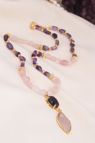 Collier - Pierres de lune et améthystes
