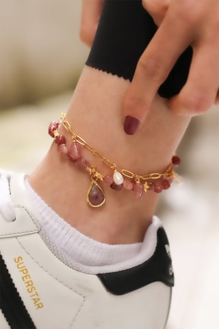 Bracelet de cheville doré à l'or fin jaune