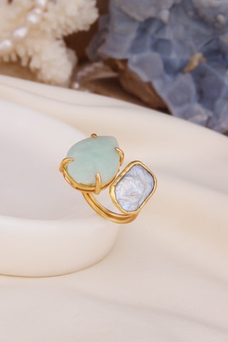 Bague - Amazonite et perle de culture