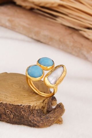 Bague - Opales et perle de culture